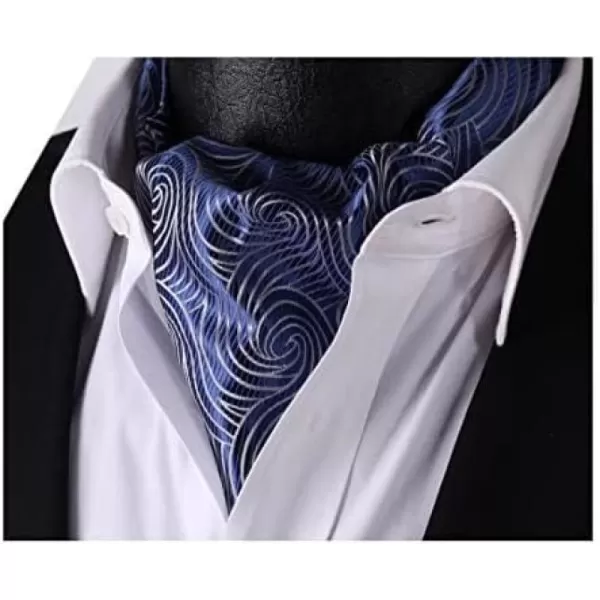 HISDERN Ascot Tie Mens Cravat Ties Floral Paisley Polka Dot Jacquard Self Ascots Cravat Scarf Wedding Party