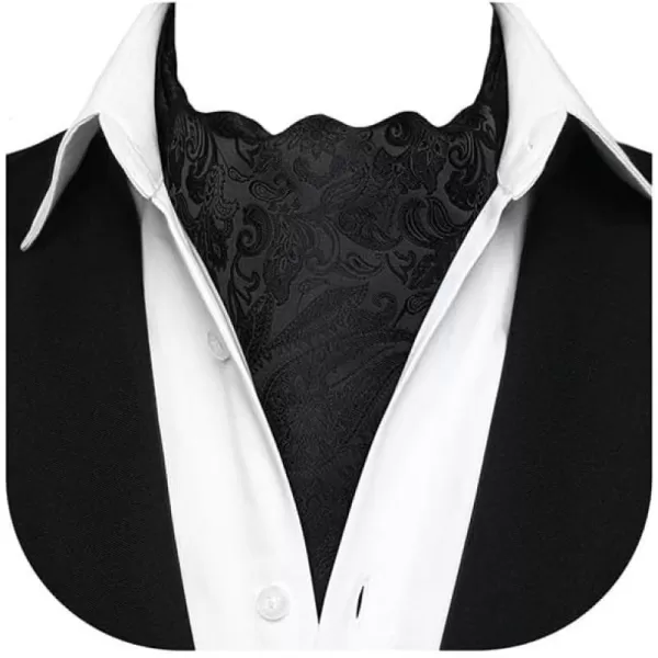 HISDERN Ascot Tie Mens Cravat Ties Floral Paisley Polka Dot Jacquard Self Ascots Cravat Scarf Wedding Party