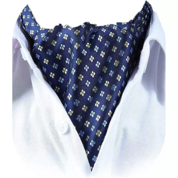 HISDERN Ascot Tie Mens Cravat Ties Floral Paisley Polka Dot Jacquard Self Ascots Cravat Scarf Wedding Party