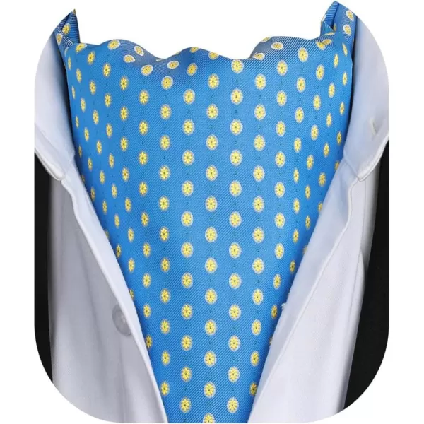 HISDERN Ascot Tie Mens Cravat Ties Floral Paisley Polka Dot Jacquard Self Ascots Cravat Scarf Wedding Party
