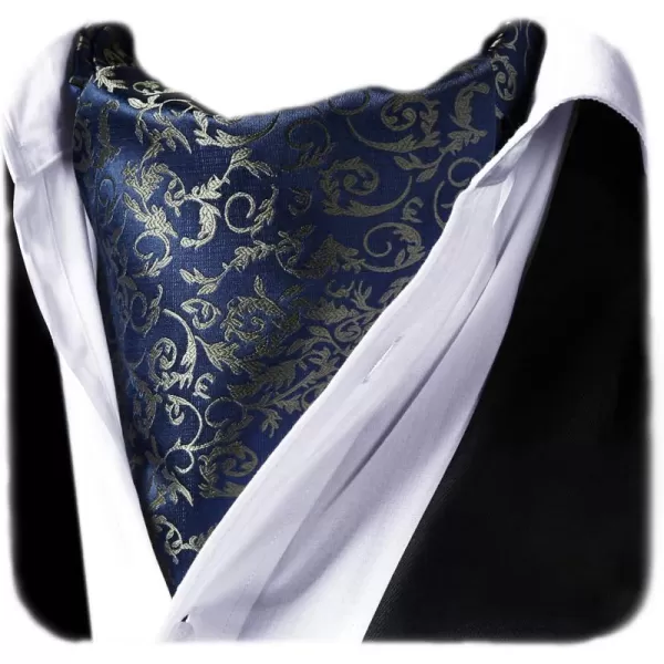 HISDERN Ascot Tie Mens Cravat Ties Floral Paisley Polka Dot Jacquard Self Ascots Cravat Scarf Wedding Party