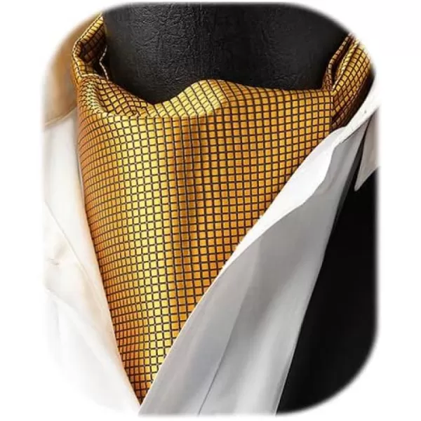 HISDERN Ascot Tie Mens Cravat Ties Floral Paisley Polka Dot Jacquard Self Ascots Cravat Scarf Wedding Party