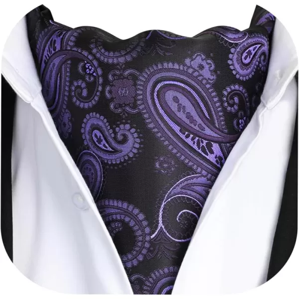 HISDERN Ascot Tie Mens Cravat Ties Floral Paisley Polka Dot Jacquard Self Ascots Cravat Scarf Wedding Party