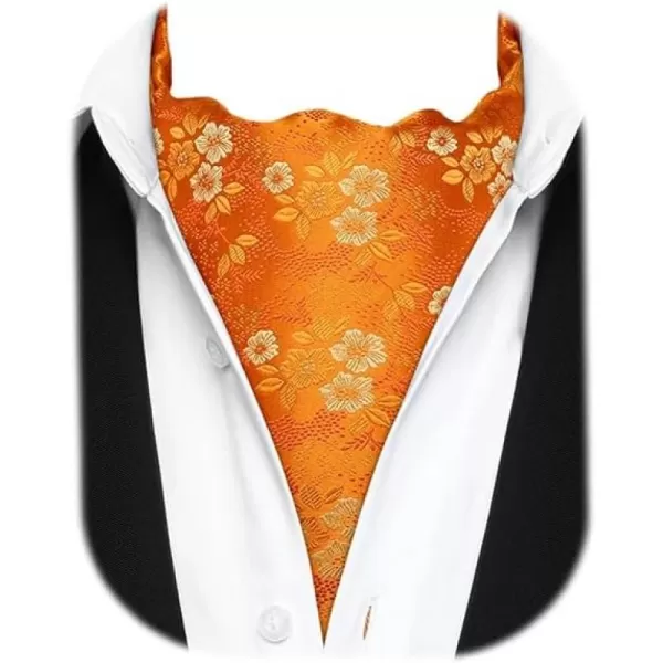 HISDERN Ascot Tie Mens Cravat Ties Floral Paisley Polka Dot Jacquard Self Ascots Cravat Scarf Wedding Party