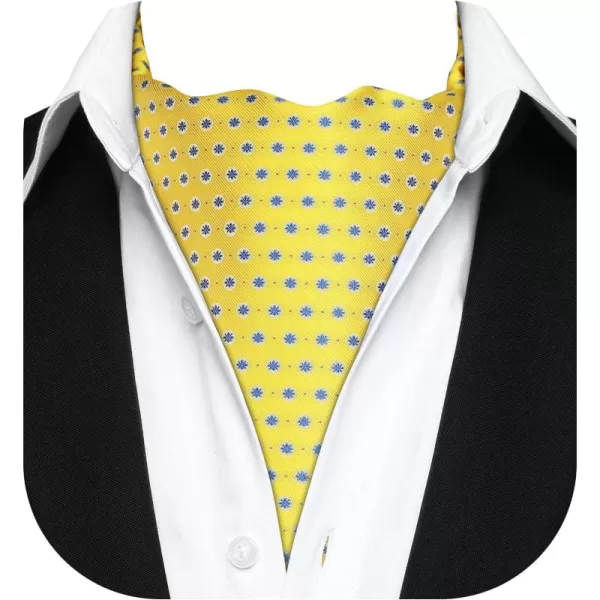 HISDERN Ascot Tie Mens Cravat Ties Floral Paisley Polka Dot Jacquard Self Ascots Cravat Scarf Wedding Party
