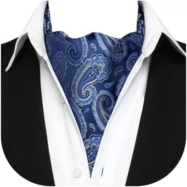 HISDERN Ascot Tie Mens Cravat Ties Floral Paisley Polka Dot Jacquard Self Ascots Cravat Scarf Wedding Party