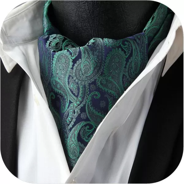 HISDERN Ascot Tie Mens Cravat Ties Floral Paisley Polka Dot Jacquard Self Ascots Cravat Scarf Wedding Party