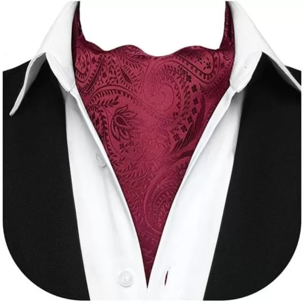 HISDERN Ascot Tie Mens Cravat Ties Floral Paisley Polka Dot Jacquard Self Ascots Cravat Scarf Wedding Party