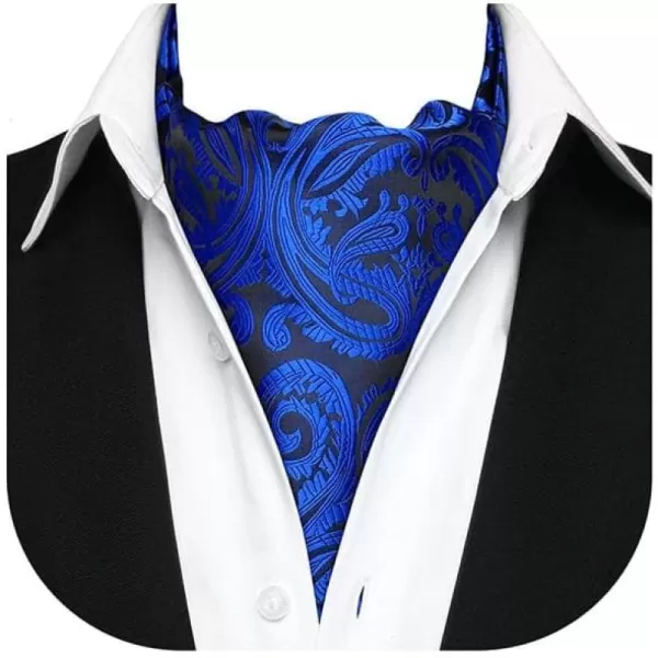 HISDERN Ascot Tie Mens Cravat Ties Floral Paisley Polka Dot Jacquard Self Ascots Cravat Scarf Wedding Party