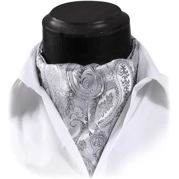 HISDERN Ascot Tie Mens Cravat Ties Floral Paisley Polka Dot Jacquard Self Ascots Cravat Scarf Wedding Party