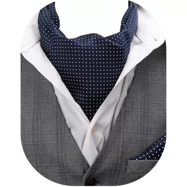 HISDERN Ascot Ties for Men Paisley Cravat Tie and Pocket Square Set Floral Mens Ascot Scarf Handkerchief Wedding Party