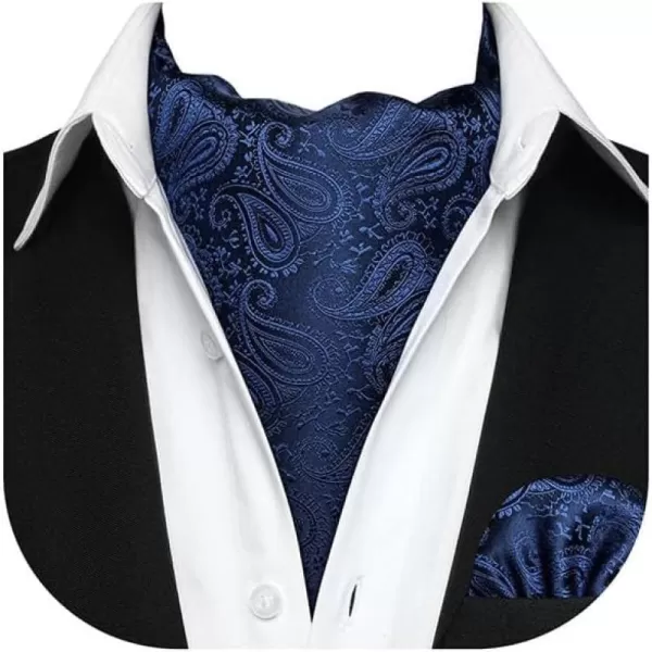 HISDERN Ascot Ties for Men Paisley Cravat Tie and Pocket Square Set Floral Mens Ascot Scarf Handkerchief Wedding Party