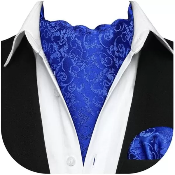 HISDERN Ascot Ties for Men Paisley Cravat Tie and Pocket Square Set Floral Mens Ascot Scarf Handkerchief Wedding Party