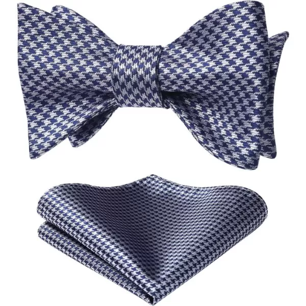 HISDERN Bow Ties for Men Check Plaid Self Tie Bow Tie and Pocket Square Bowtie Formal Tuxedo Wedding Bowties Handkerchief Set