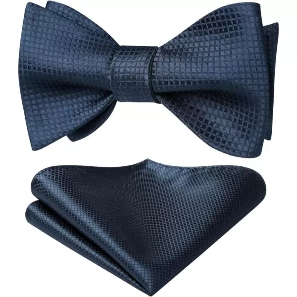 HISDERN Bow Ties for Men Check Plaid Self Tie Bow Tie and Pocket Square Bowtie Formal Tuxedo Wedding Bowties Handkerchief Set