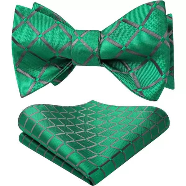 HISDERN Bow Ties for Men Check Plaid Self Tie Bow Tie and Pocket Square Bowtie Formal Tuxedo Wedding Bowties Handkerchief Set