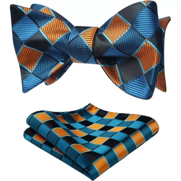 HISDERN Bow Ties for Men Check Plaid Self Tie Bow Tie and Pocket Square Bowtie Formal Tuxedo Wedding Bowties Handkerchief Set