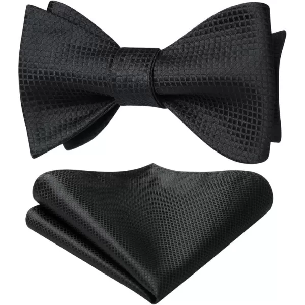HISDERN Bow Ties for Men Check Plaid Self Tie Bow Tie and Pocket Square Bowtie Formal Tuxedo Wedding Bowties Handkerchief Set