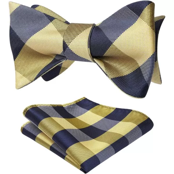 HISDERN Bow Ties for Men Check Plaid Self Tie Bow Tie and Pocket Square Bowtie Formal Tuxedo Wedding Bowties Handkerchief Set