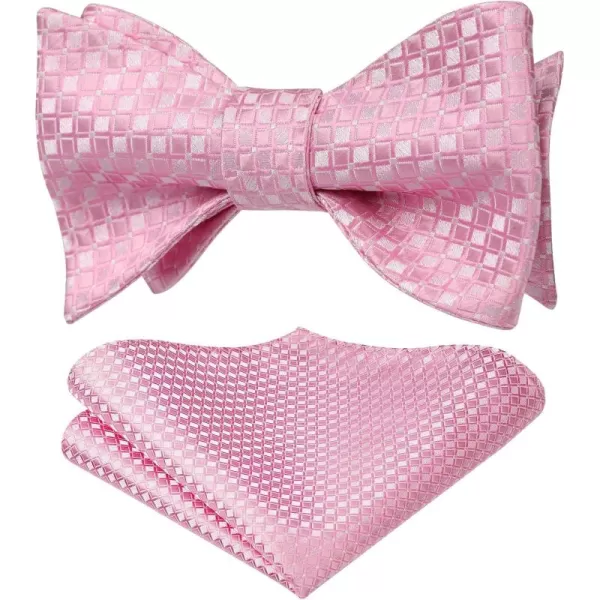 HISDERN Bow Ties for Men Check Plaid Self Tie Bow Tie and Pocket Square Bowtie Formal Tuxedo Wedding Bowties Handkerchief Set
