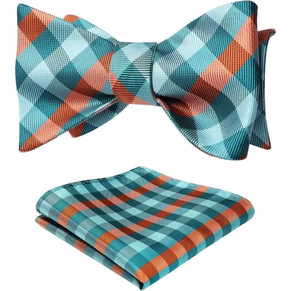 HISDERN Bow Ties for Men Check Plaid Self Tie Bow Tie and Pocket Square Bowtie Formal Tuxedo Wedding Bowties Handkerchief Set