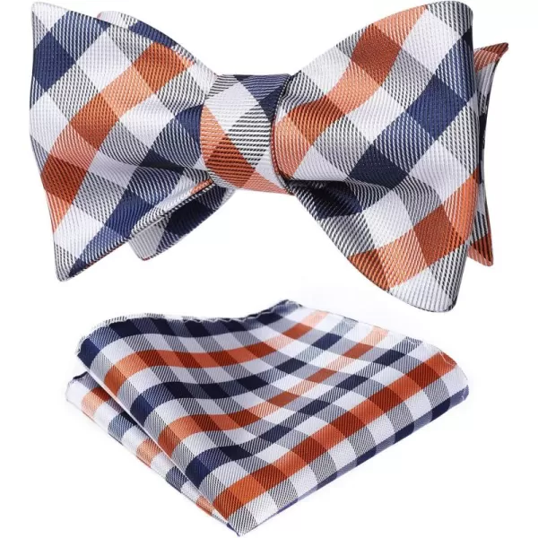 HISDERN Bow Ties for Men Check Plaid Self Tie Bow Tie and Pocket Square Bowtie Formal Tuxedo Wedding Bowties Handkerchief Set