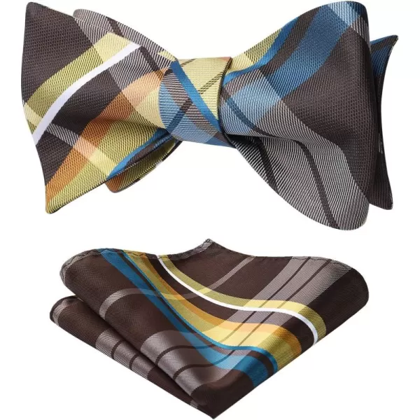HISDERN Bow Ties for Men Check Plaid Self Tie Bow Tie and Pocket Square Bowtie Formal Tuxedo Wedding Bowties Handkerchief Set