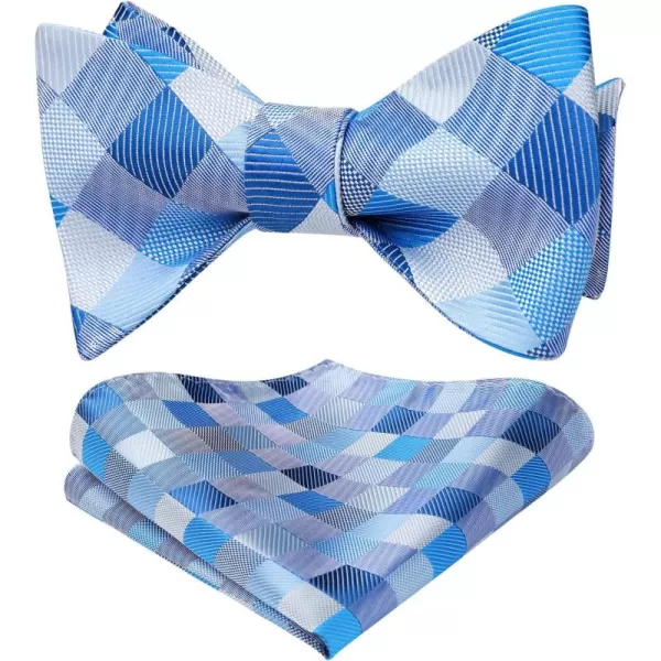 HISDERN Bow Ties for Men Check Plaid Self Tie Bow Tie and Pocket Square Bowtie Formal Tuxedo Wedding Bowties Handkerchief Set