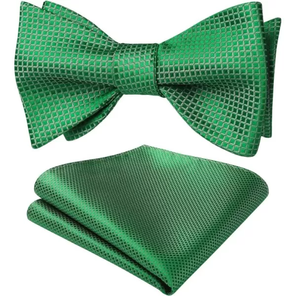 HISDERN Bow Ties for Men Check Plaid Self Tie Bow Tie and Pocket Square Bowtie Formal Tuxedo Wedding Bowties Handkerchief Set