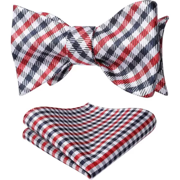 HISDERN Bow Ties for Men Check Plaid Self Tie Bow Tie and Pocket Square Bowtie Formal Tuxedo Wedding Bowties Handkerchief Set