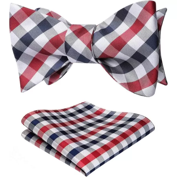 HISDERN Bow Ties for Men Check Plaid Self Tie Bow Tie and Pocket Square Bowtie Formal Tuxedo Wedding Bowties Handkerchief Set