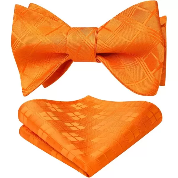 HISDERN Bow Ties for Men Check Plaid Self Tie Bow Tie and Pocket Square Bowtie Formal Tuxedo Wedding Bowties Handkerchief Set