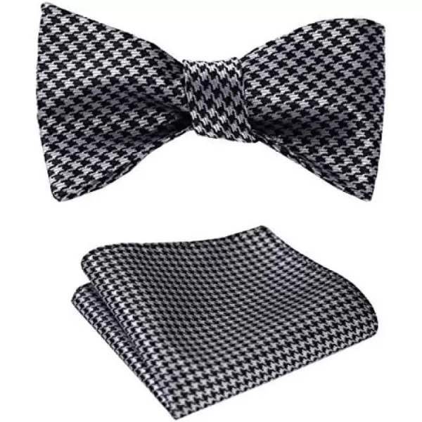HISDERN Bow Ties for Men Check Plaid Self Tie Bow Tie and Pocket Square Bowtie Formal Tuxedo Wedding Bowties Handkerchief Set