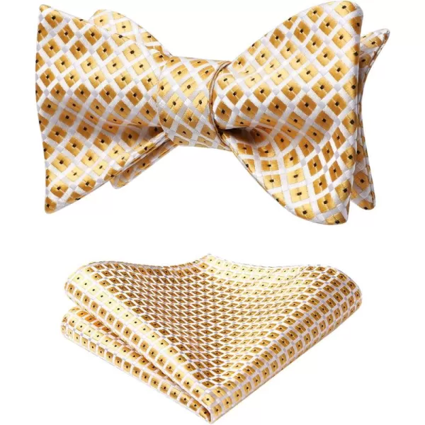 HISDERN Bow Ties for Men Check Plaid Self Tie Bow Tie and Pocket Square Bowtie Formal Tuxedo Wedding Bowties Handkerchief Set