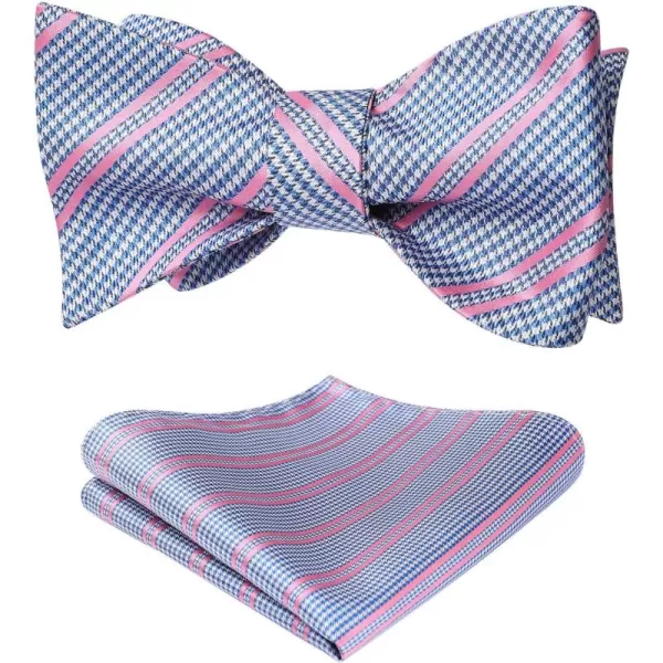 HISDERN Bow Ties for Men Check Plaid Self Tie Bow Tie and Pocket Square Bowtie Formal Tuxedo Wedding Bowties Handkerchief Set