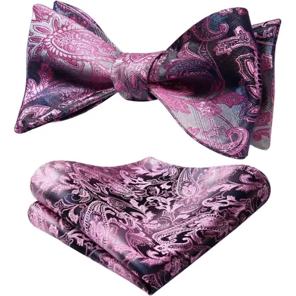 HISDERN Bow Ties for Men Floral Bowties Mens Self Tie Bow Tie Handkerchief Jacquard Woven Bowtie Pocket Square Set