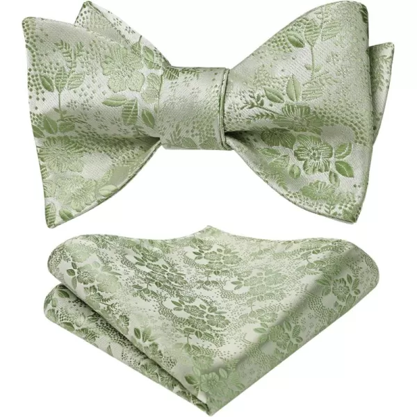HISDERN Bow Ties for Men Floral Bowties Mens Self Tie Bow Tie Handkerchief Jacquard Woven Bowtie Pocket Square Set
