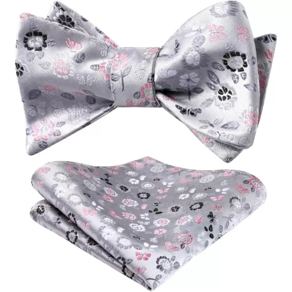 HISDERN Bow Ties for Men Floral Bowties Mens Self Tie Bow Tie Handkerchief Jacquard Woven Bowtie Pocket Square Set