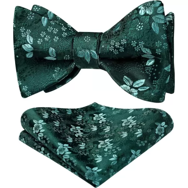 HISDERN Bow Ties for Men Floral Bowties Mens Self Tie Bow Tie Handkerchief Jacquard Woven Bowtie Pocket Square Set