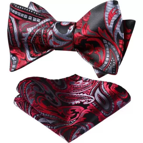 HISDERN Bow Ties for Men Floral Bowties Mens Self Tie Bow Tie Handkerchief Jacquard Woven Bowtie Pocket Square Set