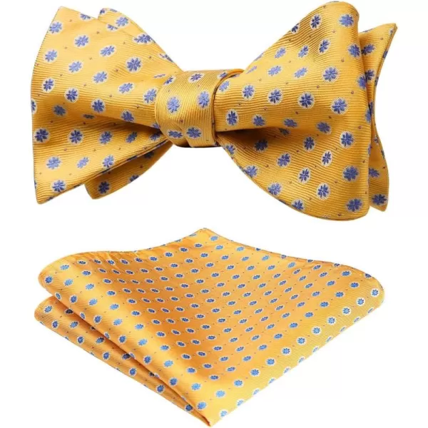 HISDERN Bow Ties for Men Floral Bowties Mens Self Tie Bow Tie Handkerchief Jacquard Woven Bowtie Pocket Square Set