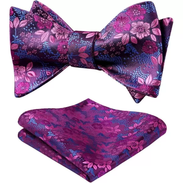 HISDERN Bow Ties for Men Floral Bowties Mens Self Tie Bow Tie Handkerchief Jacquard Woven Bowtie Pocket Square Set