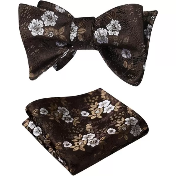 HISDERN Bow Ties for Men Floral Bowties Mens Self Tie Bow Tie Handkerchief Jacquard Woven Bowtie Pocket Square Set