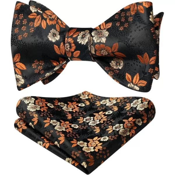 HISDERN Bow Ties for Men Floral Bowties Mens Self Tie Bow Tie Handkerchief Jacquard Woven Bowtie Pocket Square Set