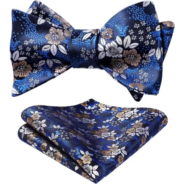 HISDERN Bow Ties for Men Floral Bowties Mens Self Tie Bow Tie Handkerchief Jacquard Woven Bowtie Pocket Square Set