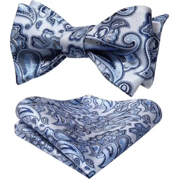 HISDERN Bow Ties for Men Floral Bowties Mens Self Tie Bow Tie Handkerchief Jacquard Woven Bowtie Pocket Square Set