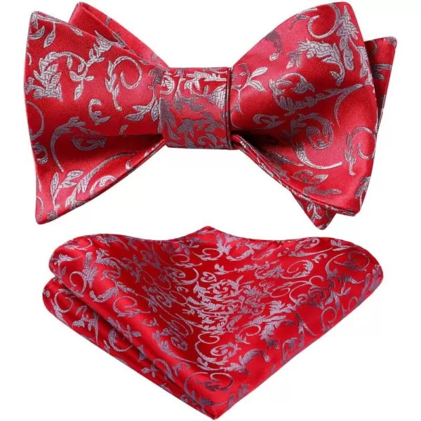 HISDERN Bow Ties for Men Floral Bowties Mens Self Tie Bow Tie Handkerchief Jacquard Woven Bowtie Pocket Square Set