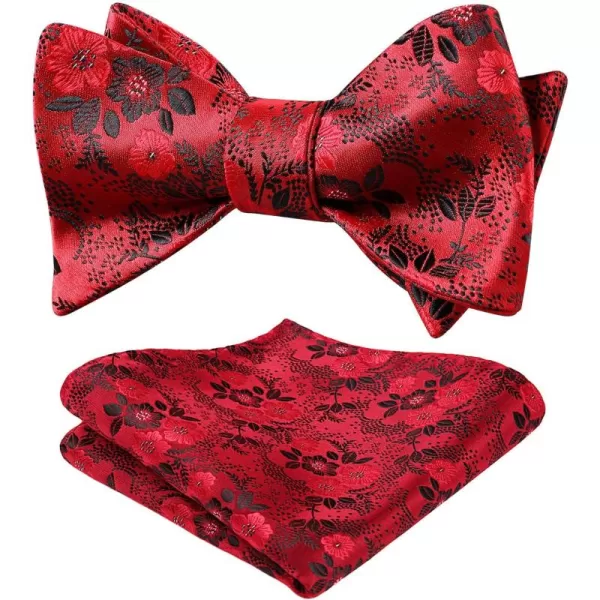 HISDERN Bow Ties for Men Floral Bowties Mens Self Tie Bow Tie Handkerchief Jacquard Woven Bowtie Pocket Square Set