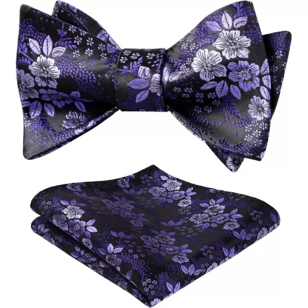 HISDERN Bow Ties for Men Floral Bowties Mens Self Tie Bow Tie Handkerchief Jacquard Woven Bowtie Pocket Square Set