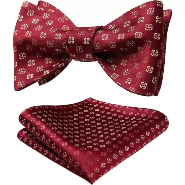 HISDERN Bow Ties for Men Floral Bowties Mens Self Tie Bow Tie Handkerchief Jacquard Woven Bowtie Pocket Square Set
